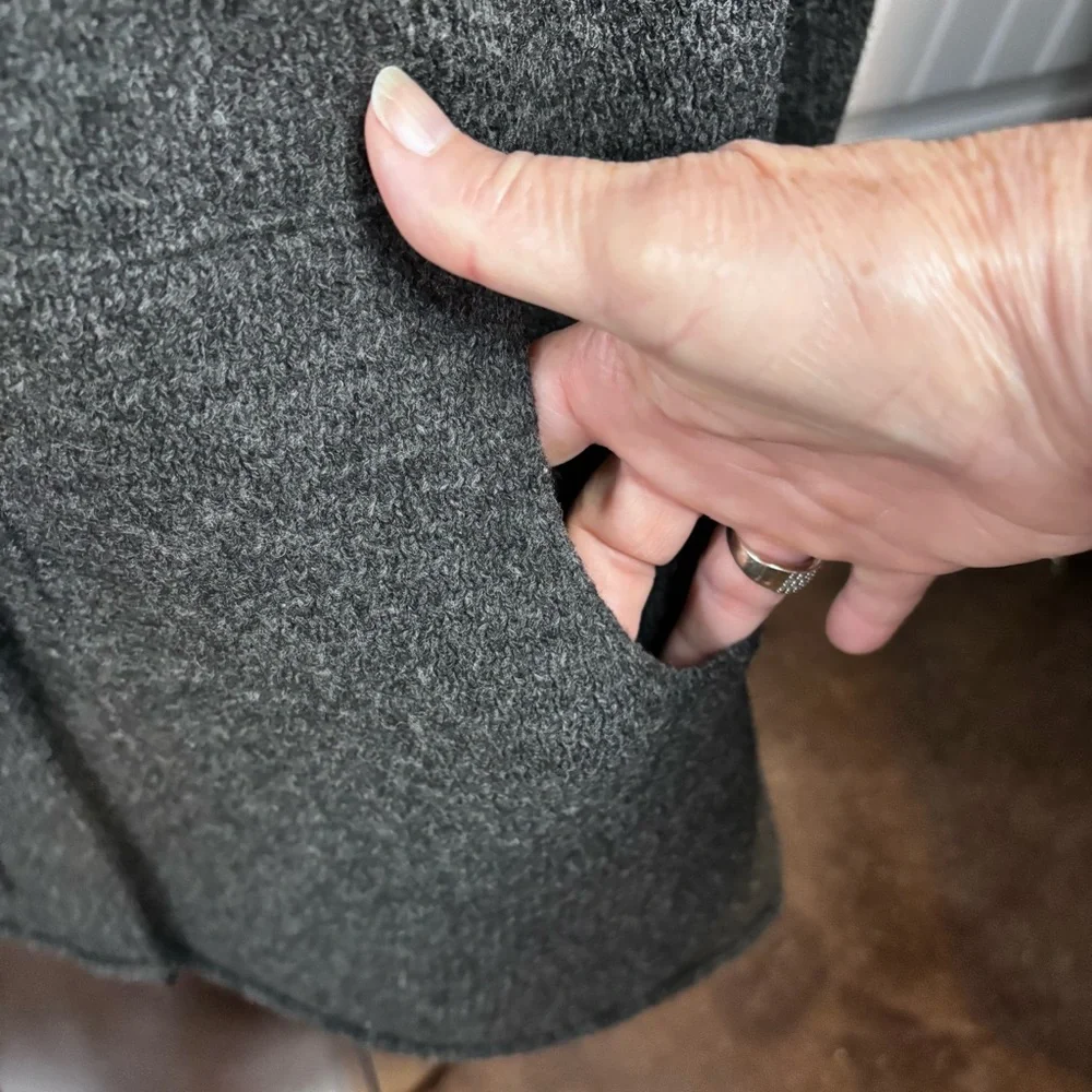 Women's Charcoal Gray Blazer‎ Long Line Cardigan  Wool Sweater